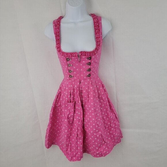 ORIGINAL STEINDL Womens 32 Dress German Dirndl PINK White Floral Oktoberfest - Picture 1 of 16